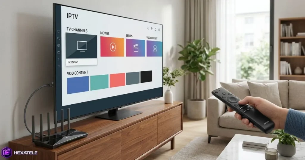 Optimisation d'un abonnement IPTV Samsung avec connexion Ethernet sur Smart TV.
