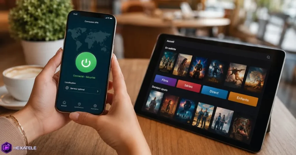 Application VPN active sur smartphone pour un IPTV sécurisé en déplacement