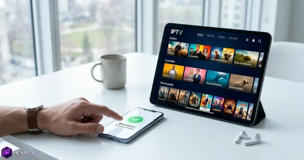 Activation d'un service IPTV sur smartphone et tablette, interface moderne et intuitive