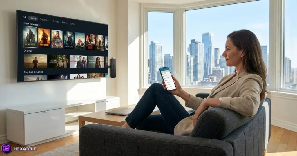 Expatrié regardant les chaînes françaises en direct depuis son appartement à l'étranger