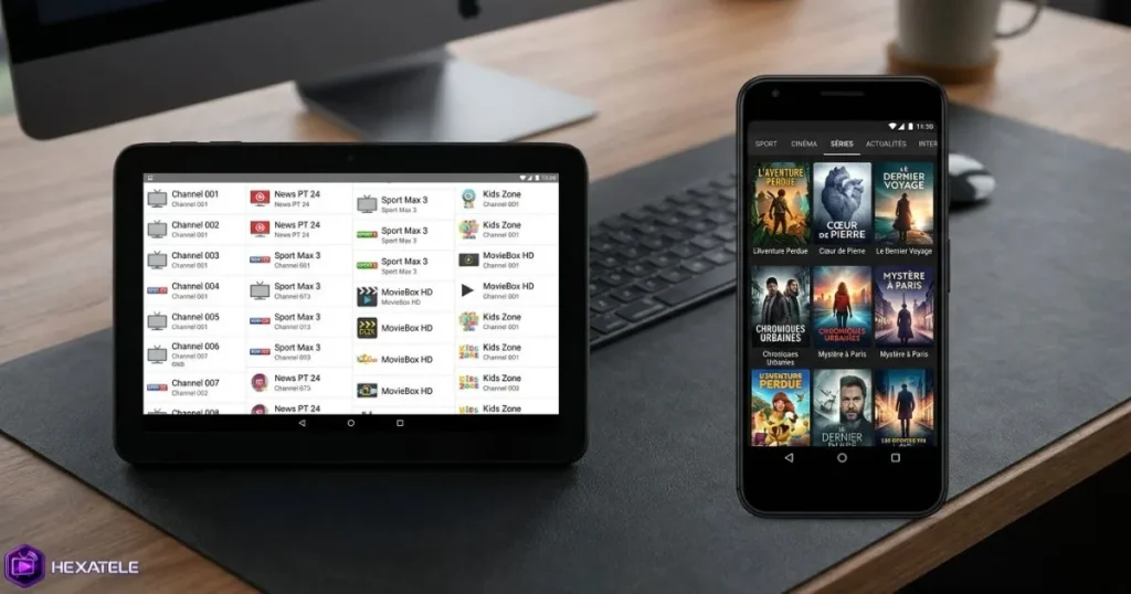 Organiser chaînes IPTV par catégories dans une interface de lecteur moderne