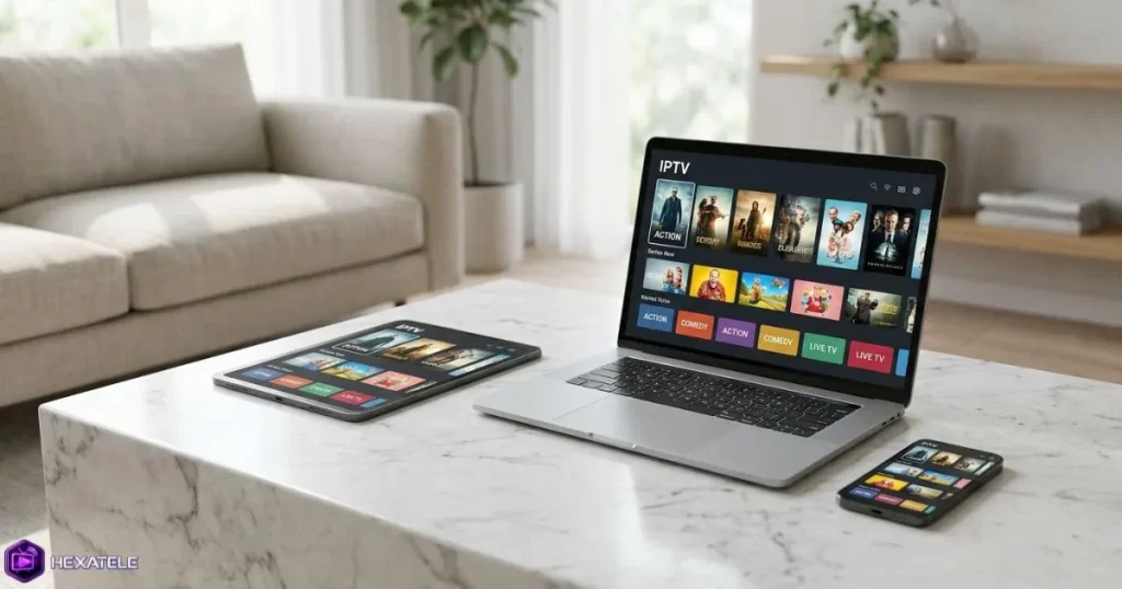 Abonnement IPTV premium compatible sur plusieurs appareils - Smart TV, smartphone et tablette