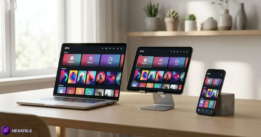 Comparaison de compatibilité IPTV sur plusieurs appareils connectés à la maison