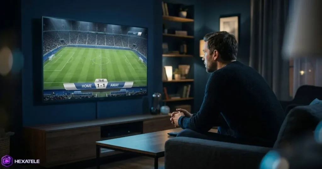 sport est tecRegarder l'IPTV sport en direct sur grand écran dans un salonhniquement l'une des utilisat