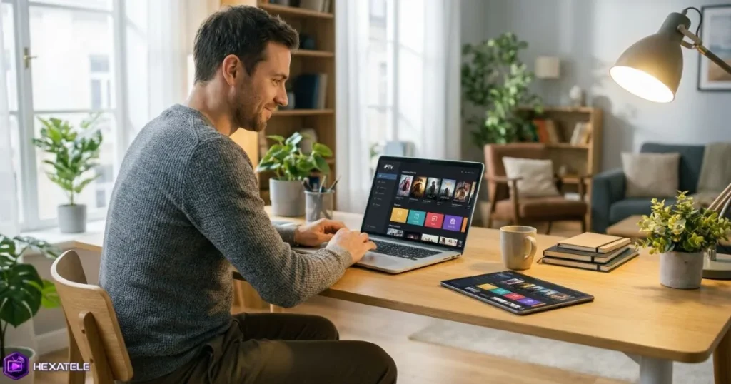 Activation d'un compte IPTV sur Smart TV, tablette et ordinateur portable dans un même foyer