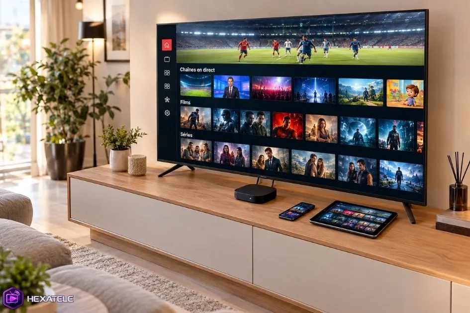 Solution IPTV sur plusieurs appareils connectés dans un foyer moderne