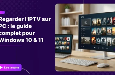 Configuration moderne pour regarder l'iptv sur pc avec un ordinateur Windows et une interface IPTV réaliste.