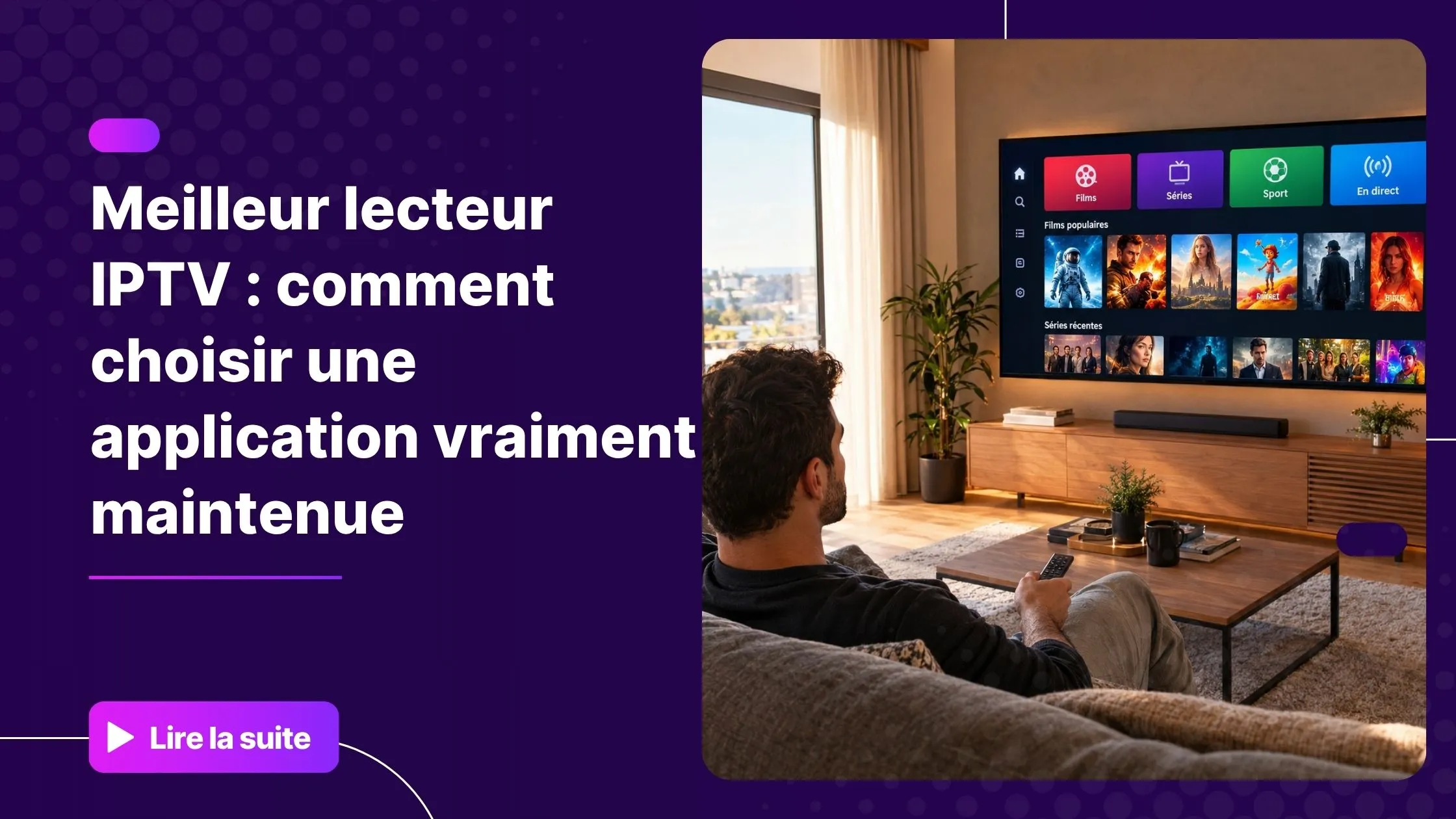 Interface du meilleur lecteur IPTV affichée sur un écran moderne